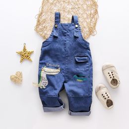 Rompers DIIMUU Baby Children Boys Clothing Toddler Kids Overalls Denim Pants Casual Jumpsuits Long Sleeve Cartoon Trousers 230907