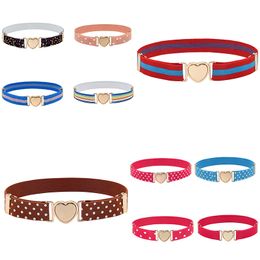 Wave Point Striped Waistband DIY Star Pattern Adjustable Stretch Waist Belt Kids Elastic Heart Shape Buckle Children Belt