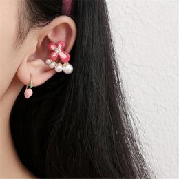 Backs Earrings Gothic Simulated Pearl Cross For Women Zircon Crystal Ear Cuff Clip On Y2K Jewellery Gift No Piercing