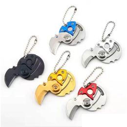 Keychains Lanyards All Steel Mini Folding Knife Cute Coin Shape Pocket Keychain Knives Outdoor Edc Key Hanging Buckle Portable Surviva Dhsmo