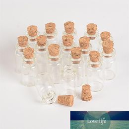 Whole- Whole 1ml Mini Glass Bottles Vials With Cork Empty Tiny Transparent Glass Bottle Jars 13 24 6mm 100pcs lot Shi261t