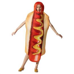 Funny Hot Dog Bodysuit Adult Hot Dog Cosplay Costume Stage Performance Hot Dog Funny Live Cosplay Costume UNISEX GC2289