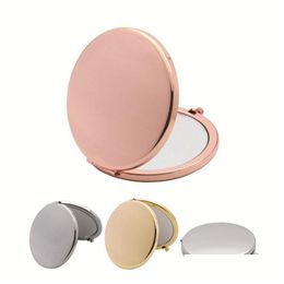 Mirrors 70Mm Simple Metal Makeup Travel Portable Double Sided Folding Creative Christmas Gift Drop Delivery Home Garden Decor Dhgarden Dhqgq