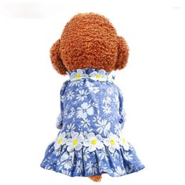 Dog Apparel Fashion Girl Dress With Flowers Pet Clothes Spring Summer Flower Skirt Puppy