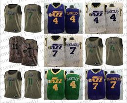 2021 Custom Utah Mens women youth Jazzs 4 Adrian Dantley 7 Pete Maravich 11 Dante Exum white blue camo Throwback Basketball jersey3487775