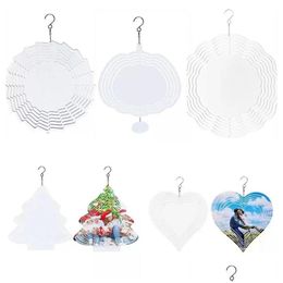 Christmas Decorations Diy Decoration Pendant Double Sided Heat Transfer Metal Wind Chime Sublimation Blank Pumpkin Heart Sha Dhgarden Dhflo