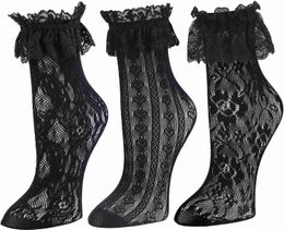 Sexy Socks RMSWEETYIL Women's lace pleated ankle socks lace pleated hem socks P230907