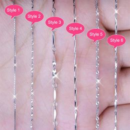 Multiple Classic Styles Real 925 Sterling Silver Necklaces Slim Thin Snake Chains Necklace Women Body Box Chain For Woman254O