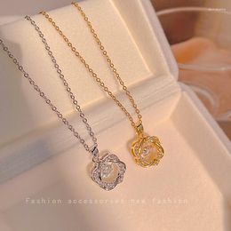 Pendant Necklaces 2023 Fashion Gold / Silver Bouncing Zircon Titanium Steel Light Luxury Necklace For Women's Jewelry Wedding Party Gifts