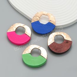 Fashion Metal Wood Circular Geometric Earrings for Women's Simple and Exaggerated Dangle Earings Banquet Jewellery Accessories