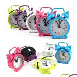 Desk Table Clocks Mini Metal Alarm Clock Candy Colour Round Vintage Electronic Home Decor 4Cm Drop Delivery Garden Dhgarden Dhecm