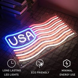Other Event Party Supplies LED American Flag Pattern Night Light Neon Wedding Decoration Christmas Halloween Decorations For 230907