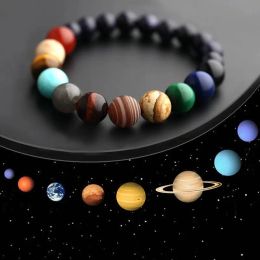 New Fashion Eight Planets Beaded Bracelet Men's Natural Stone Cosmic Yoga Chakra Solar Bracelet