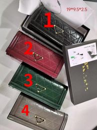 New Women's Polyurethane Wallet Long Three Fold Korean Clutch Buckle Rhombus Multi-Card-Slot Wallet