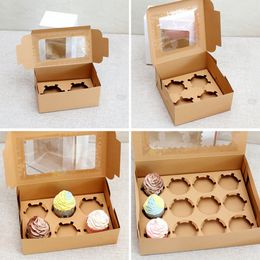 Other Event Party Supplies 10Pcs/set Portable Transparent Window Cupcake Box Cake Biscuit Cookie Package Boxes Pastry Packaging Dessert Container Gift Box 230907