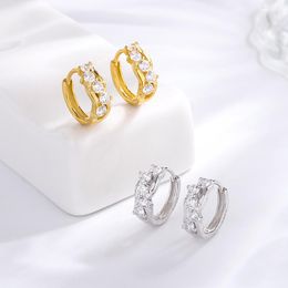 Stud Earrings S925 Sterling Silver Single Row Sparkling Diamond For Women's Fashion Versatile With Light Luxury