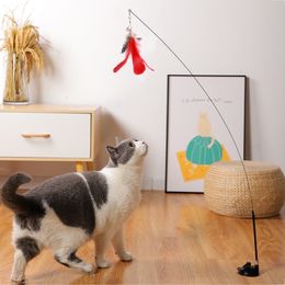 Cat Toys Interactive Cat Toy Handfree Cat Stick Playing Kitten Playing Teaser Wand Toy Suction Cup BirdFeather Cat Wand Pet Supplies 230908