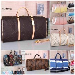 L Mens overnight Duffel bag brown flower large capacity designers V Bags handbag Womens Carry on Travels purse leather pattern Sho354n