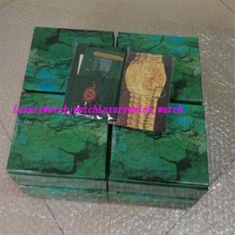 Top quality Luxury Mens Womens Wooden Green Watch Box Watch Boxes Wooden Papers Card Wallet Boxes&Cases Wristwatch179u
