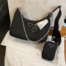 luxurs designer womens triangle nylon bag 3 piece Re-Edition mens purses satchel Woman with key ring chain clutch tote Shoulder crossbody Bags handbag 3pe