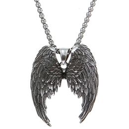 Jewellery Necklace Personalised Angel Wings Feather Men's Steel Pendant Necklace
