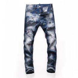 Tops Mens Ripped Distressed Grey Jeans Fashion Designer Slim Fit Washed Motocycle Denim Pants Panelled Hip Hop Biker Trousers NJ82283J