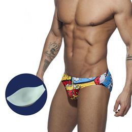 Funny Swimsuits Men Sexy Swim Brief Big Pouch Paddle Swimwear Drawstring198R