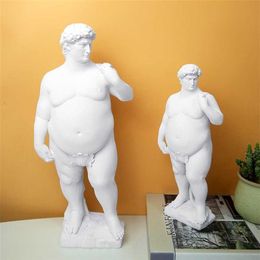 Creative Fat David Portrait Sculpture Resin Craft Decoration Human body Statue Home Desktop Ornaments Garden Art 220117220G