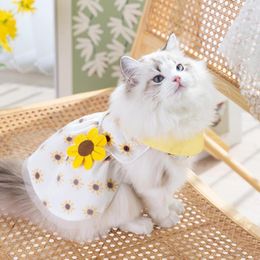 Dog Apparel Adorable Sunflower Pet Dress Princess Puppy Skirt Soft Comfortable Breathable 3D Flower Design Doll Collar Accessory