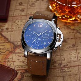 2021 high quality Luxury Watches Six stitches series All the dials work Mens Quartz Watch pane brand clock Fashion Round shape Lei274p
