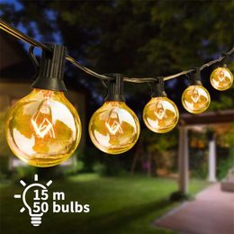 G40 Outdoor String Lights Globe Patio Lights LED String Light Connectable Hanging Lights for Backyard Porch Balcony Party Decor 21304h