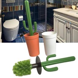 Bath Accessory Set Toilet Brush Innovative Dense Head Plastic Cute Cactus Long Handle Cleaning Cleaner For Home297C