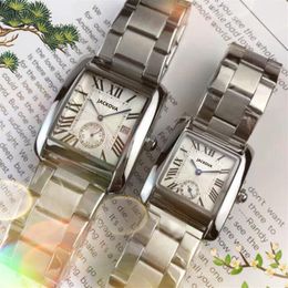 Luxury fashion couple men women quartz watches stainless steel square subdial working top model relogio feminino waterproof tank-m272R