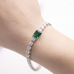 Zambian Emerald Moissanite Tennis Bracelet 4ct 8x10mm Lab Emeralds with 4.0mm Vvs Diamond 18k White Gold Bracelet Grc
