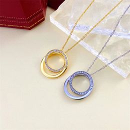 Designer Necklace for Women High-quality Luxury Crystal Jewellery Pendant Stainless Steel Circle Chain Gift Necklaces Choker Jewellery Accessories Non Fading