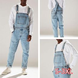 Men Casual Jeans Denim Strap Jean Jumpsuit Loose Fitting Sleeveless Casual Feminino Overalls Dungarees Playsuit198I