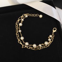 Fashion Woman Pearl Bracelet Retro Trend Bracelet High Quality Brass Gold Bracelet Charm Jewelry Gift Supply NRJ275T