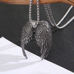 Pendant Necklaces Jewelry Necklace Personalized Angel Wings Feather Men's Steel Pendant Necklace