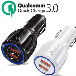 QC3.0 4.8A Dual USB Car Charger Fast Phone for iPhone 12 11 Pro Max 8 Plus iPad Huawei Samsung Xiaomi LG Quick Charge QC 3.0