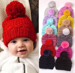 Winter baby Pom Poms crochet hat Thick Hats Infant Toddler Warm Caps Boy Girl knitted Cap