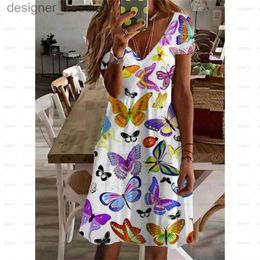 Basic Casual Dresses Casual Dresses Women's Shift Dress Short Sleeve Floral Print Knee Length Ladies Spring Summer V Neck Fashion 2023 L230909