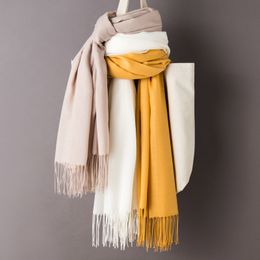 Scarves Autumn Cotton Scarf for Women Lady Solid Color Tassel Thin Soft Plain Shawl Foulard Viscose Winter Warm Wrap Shawls 230909