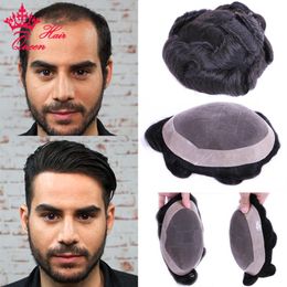 Queen Hair Products WIGS Men's Toupee Natural Virgin Human Raw Hair Mono Swiss Lace Thin PU Durable Men Wig Hairpiece Sh239t