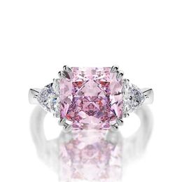 Pink Gemstone Rings S925 Sterling Silver High Carbon Diamond Ring Female Luxury Engagement Jewelry Gifts Y2302327L