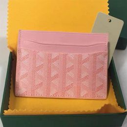 Luxury Designer Card Holder Mens Mini Wallet Womens Pink Coin Purses Pink Leather Passport holders Green Double Sided Credit Cards280g