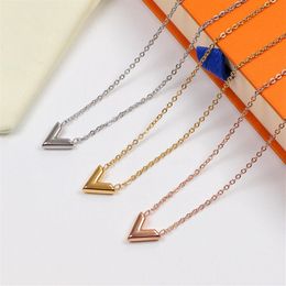 Luxury Brand trendy easy chic simple letter pendant extra long thin choker necklace Stainless Steel Gold silver rose filled love g298L