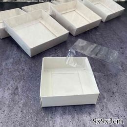 White Cake Gift Box Cardboard Packaging Clear PVC Window Transparent Lid Cookie Candy Wedding Clothes Dress Guests Boxes 210323206u