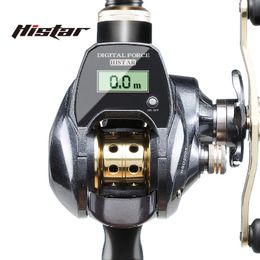 Fly Fishing Reels2 HISTAR Long Casting 7.0 1 High Ratio 10kg Drag Power 8 1 BB Metal Spool Waterproof Digital Baitcasting Reel 230909