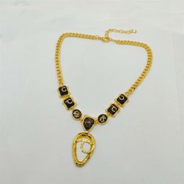 2023 Luxury quality Charm pendant necklace with diamond nd oval shape design black color drop earring have stamp PS7517A2218