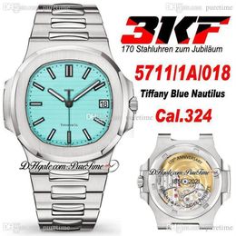 3KF 5711 1A 018 Cal A324 Automatic Mens Watch 170 Anniversary Limited Edition Tiffan9 Blue Textured Dial Stainless Steel Bracelet 198R